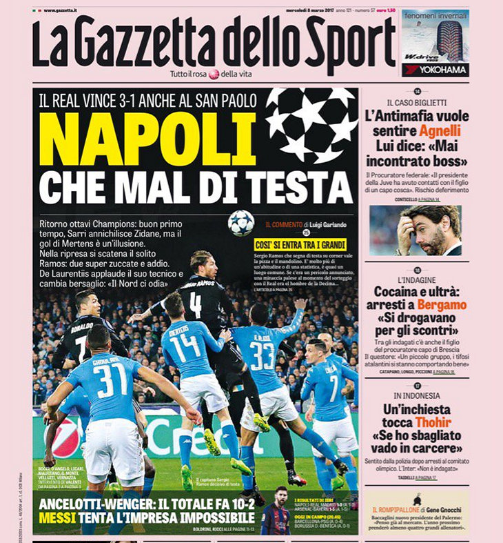 Главная страница Gazzetta dello Sport