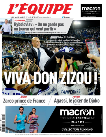 L'Equipe поздравляет Зидана