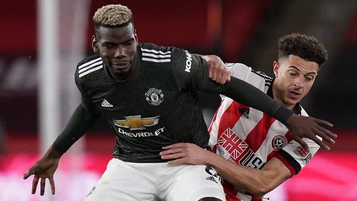 Поль Погба в матче с «Шеффилд Юнайтед»