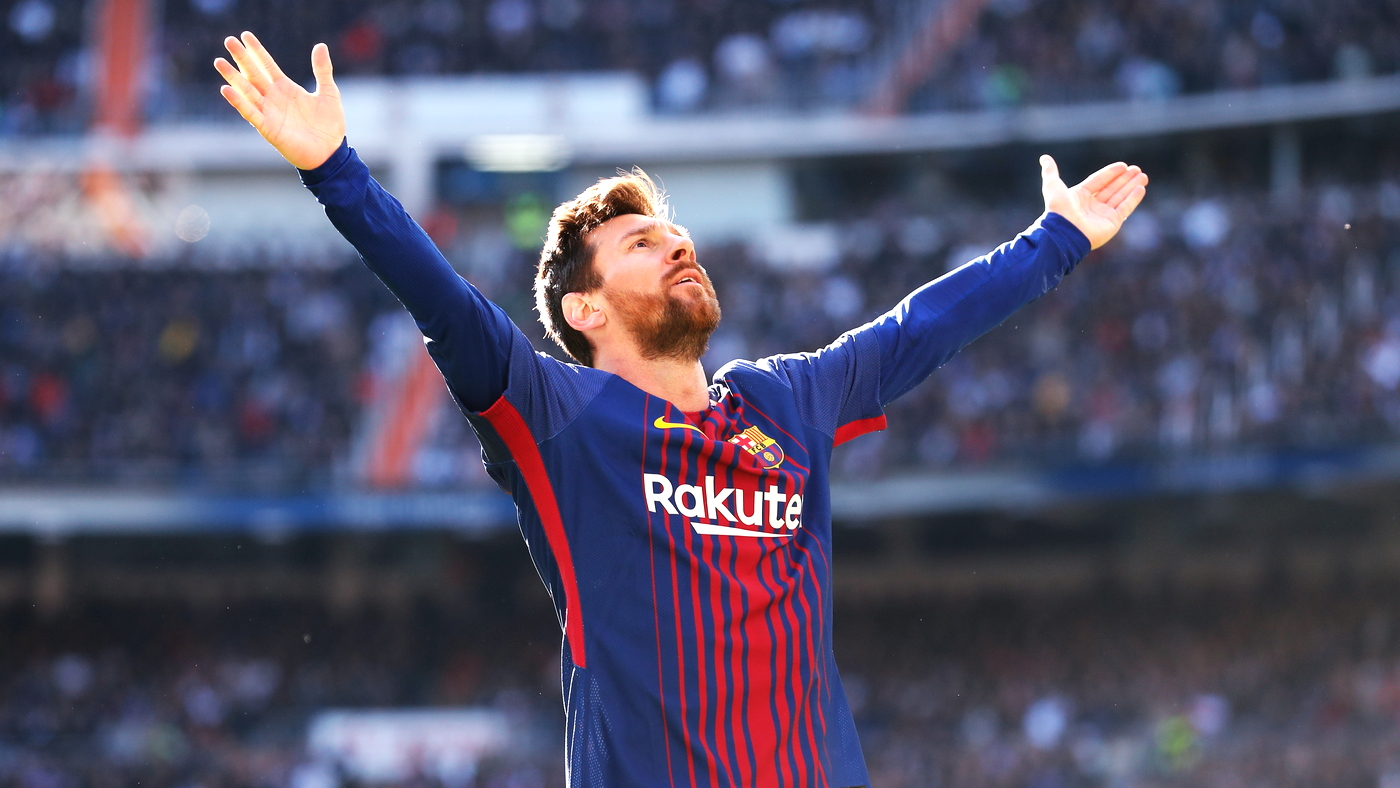 Лионель Месси после гола в ворота «Реала» на «Сантьяго Бернабеу»