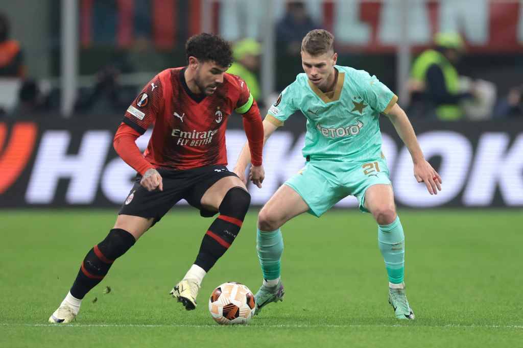 Фрагмент матча Милан — Славия