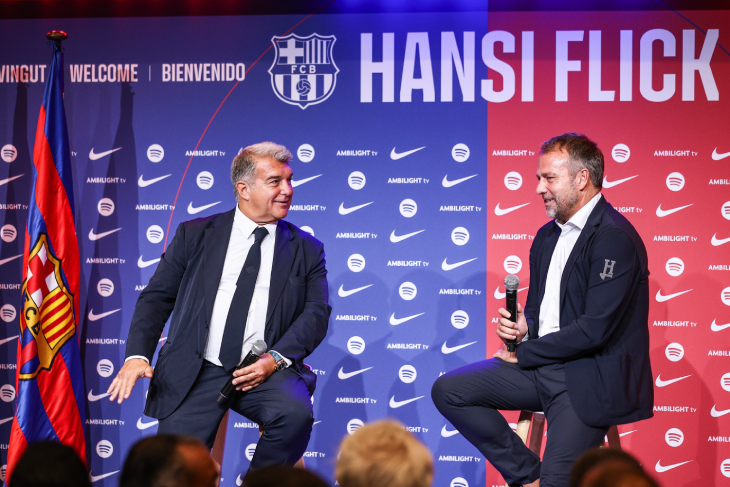 Жоан Лапорта и Ханси Флик