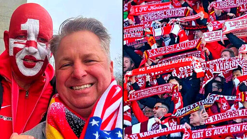 Американский болельщик «Кайзерслаутерна» доктор Джордж Браун (справа) 