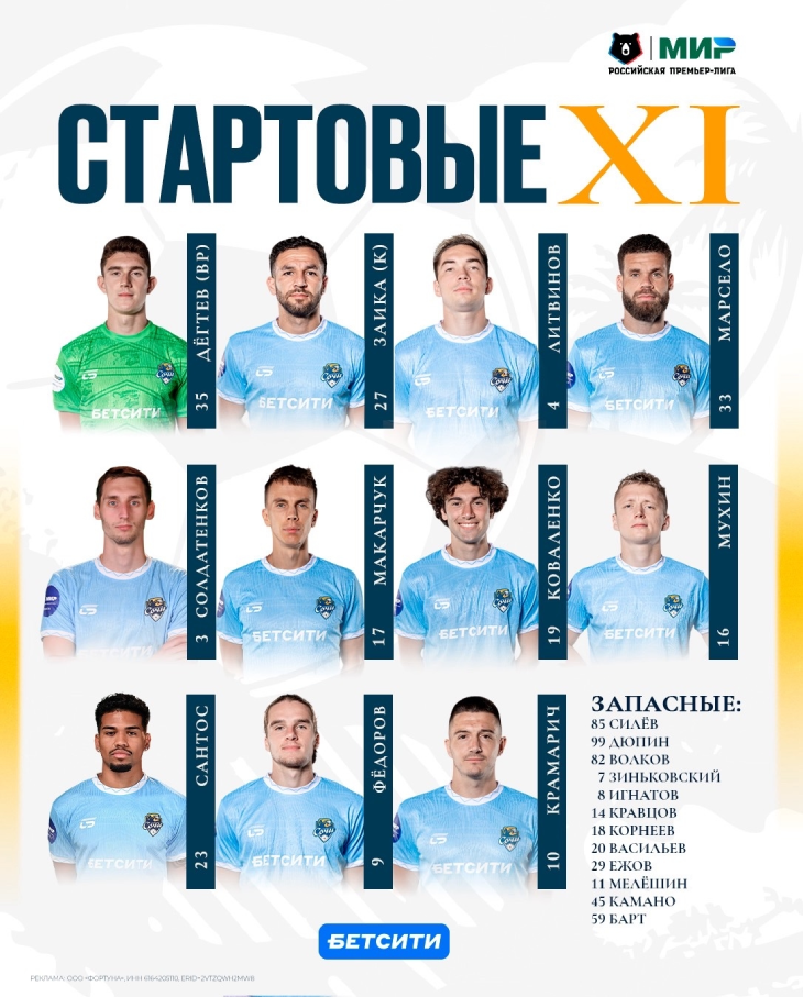 Стартовый состав «Сочи»