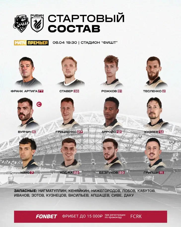 Стартвоый состав «Рубина»