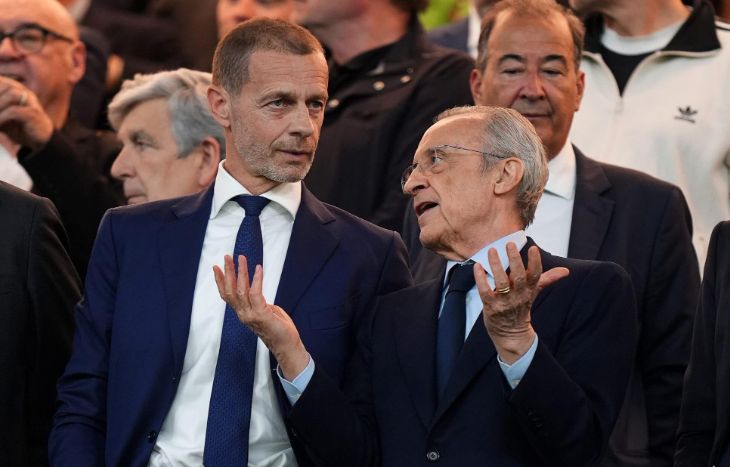 Президент УЕФА Александер Чеферин и президент «Реала» Флорентино Перес на «Сантьяго Бернабеу»