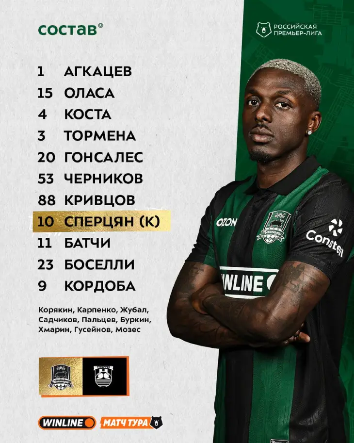 Стартовый состав «Краснодара»