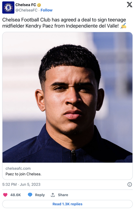 Кендри Паэс с 2025 году присоединится к «Челси» 