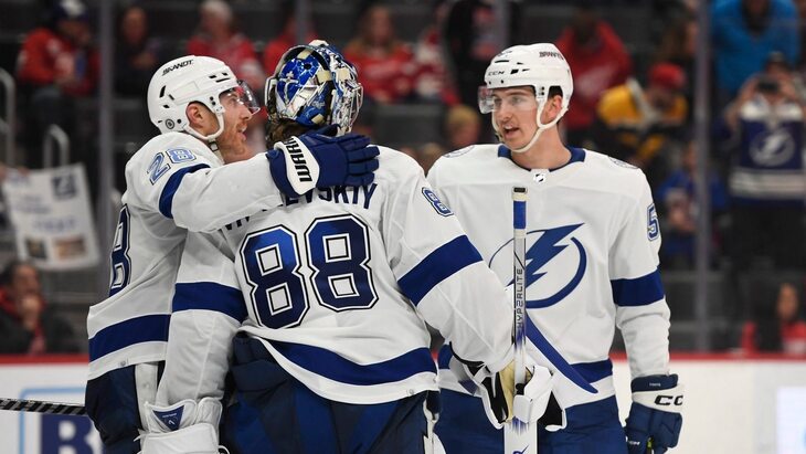 Вратарь «Тампы» Андрей Василевский отразил 45 бросков в матче с «Детройтом»