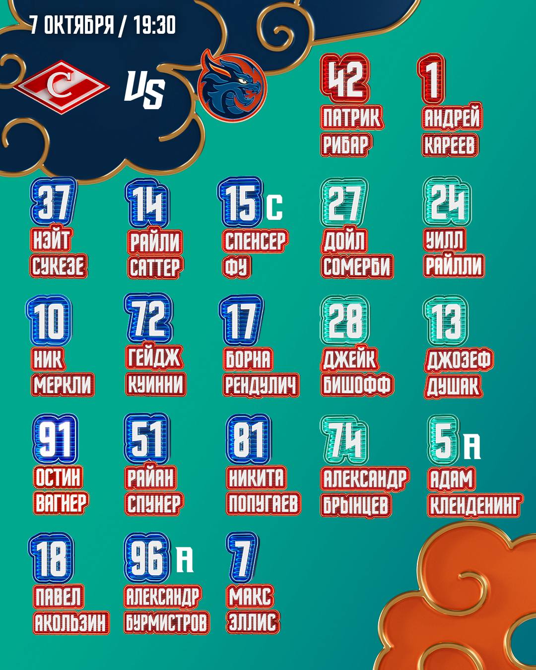 Стартовый состав «Шанхайских Драконов»