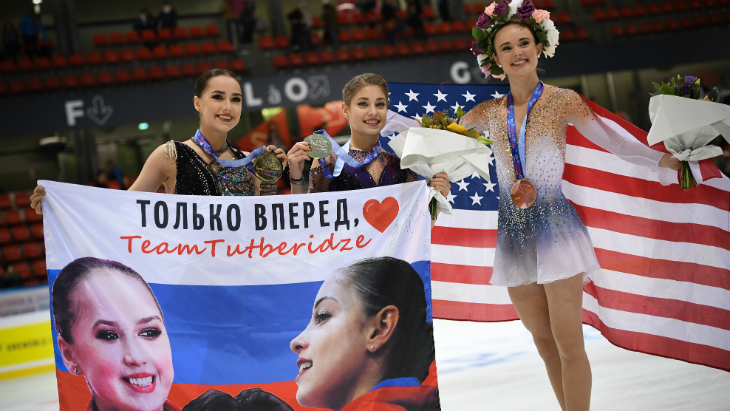 Алина Загитова, Алена Косторная и Мэрайе Белл