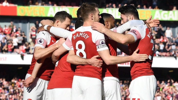 Футболисты «Арсенала» в матче с «Саутгемптоном»