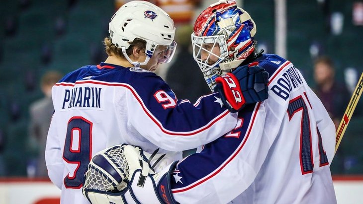 Артемий Панарин и Сергей Бобровский